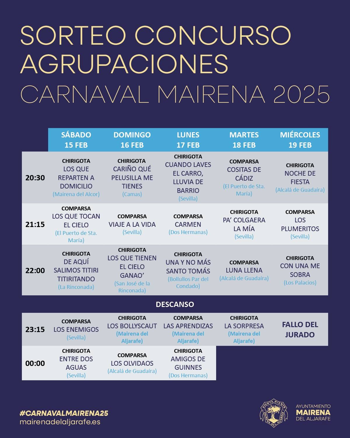 Sorteo del concurso de agrupaciones