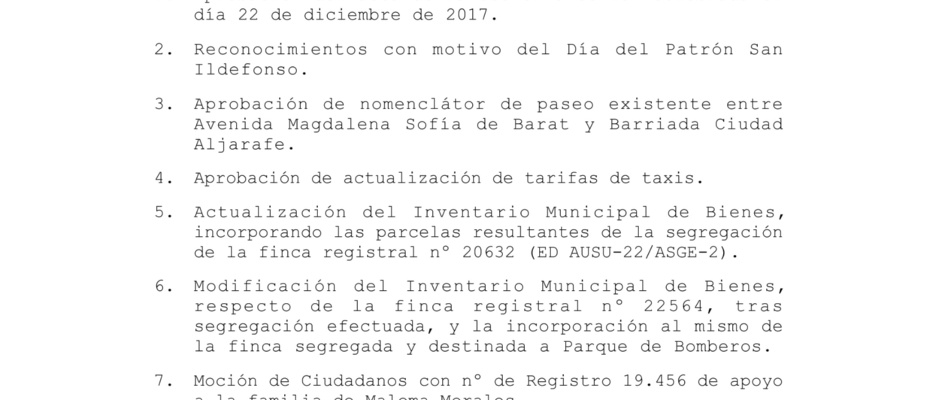 Convocatoria Pleno 18-01-18-1