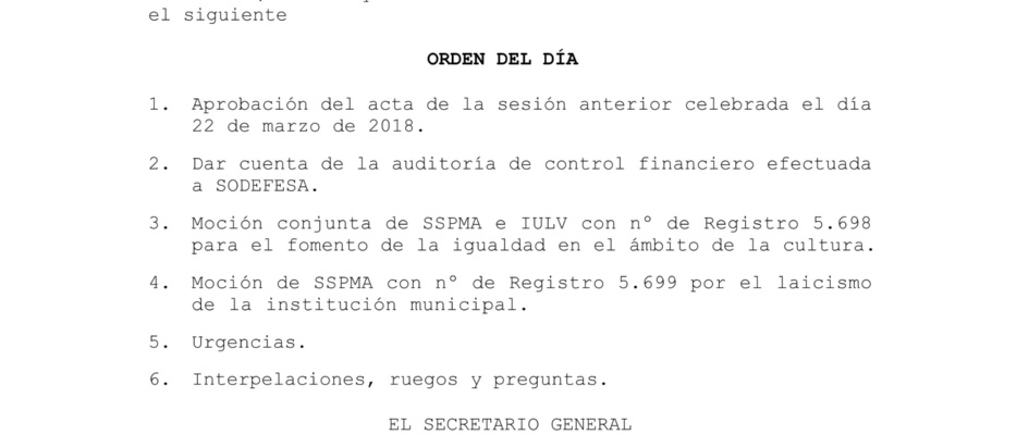 Convocatoria Pleno 23-04-18